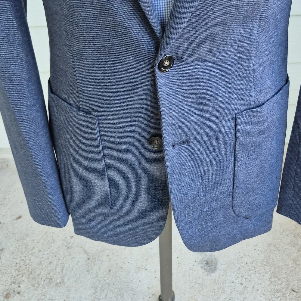 J CREW‎ Thompson Grey Blue Weave Cotton Blend Mens Sz 36 R Sport Coat Blazer